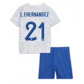 Francuska Lucas Hernandez #21 Gostujuci Dres za Dječji SP 2022 Kratak Rukavima (+ kratke hlače)